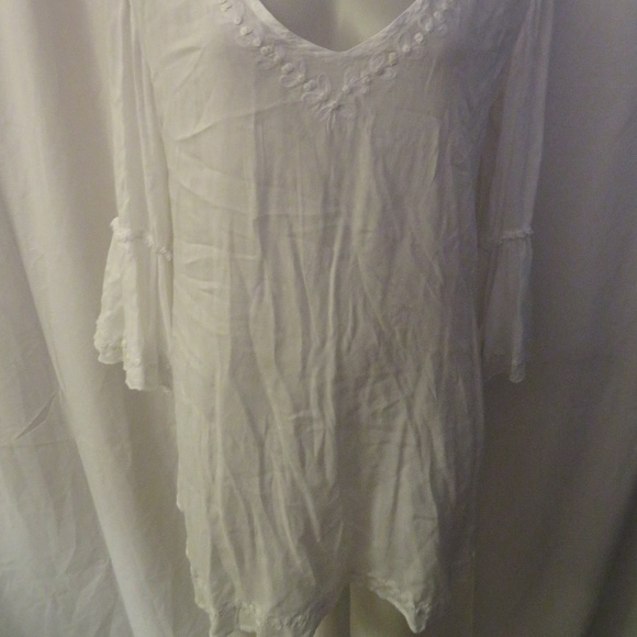 ST. BARTHS WHITE 3/4 SLEEVE BOHEMIAN TUNIC SZ S/M - Picture 3 of 7